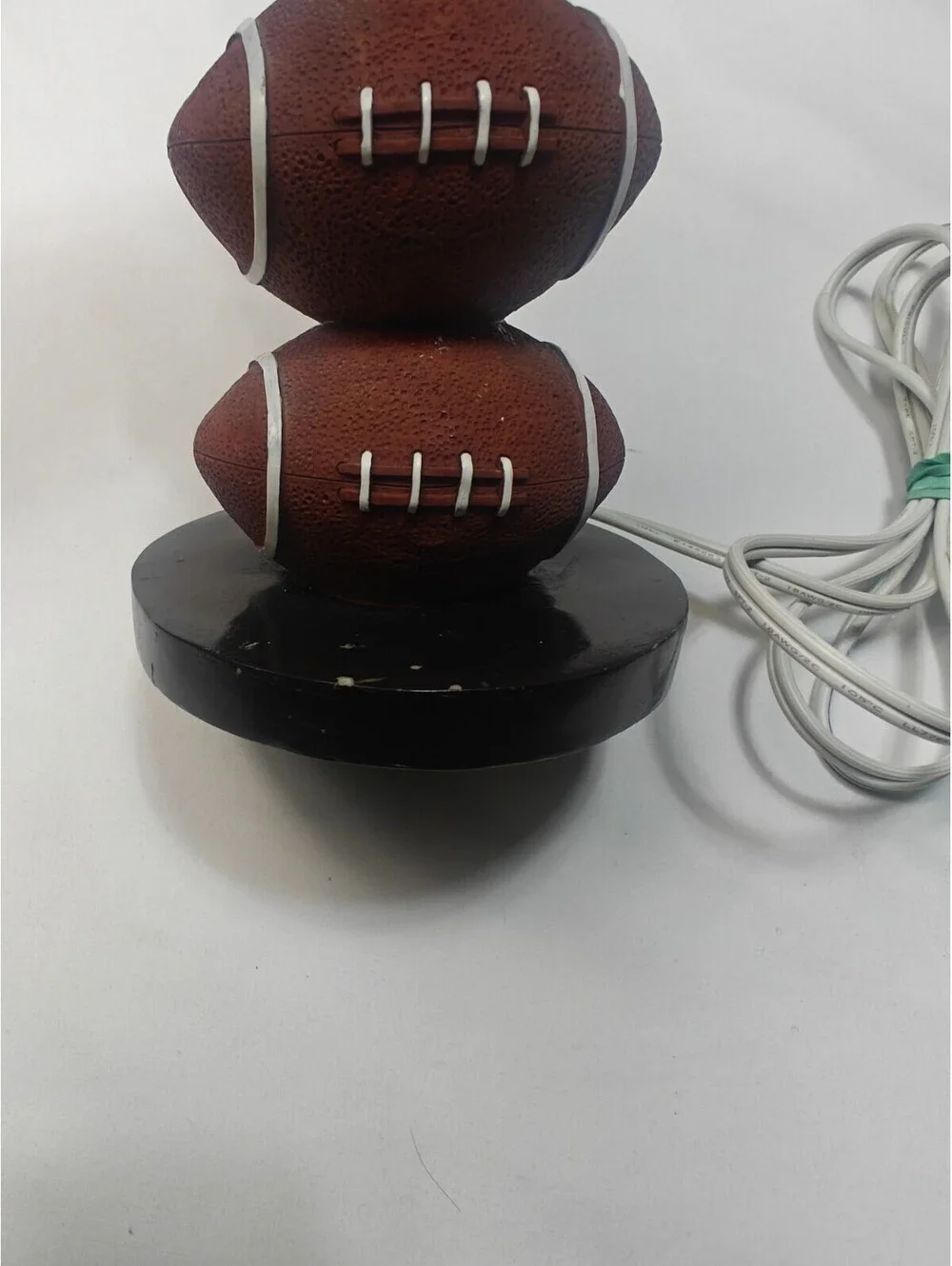 Football Table Lamp 3 Stacked Footballs Sports Decor Desk Lamp Brown WORKING
